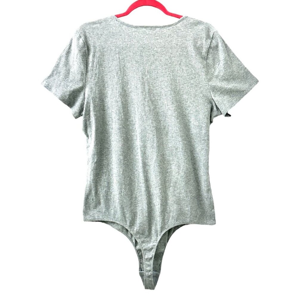 Jenni Intimates Classics Women's Square Neck Ribbed Gray Bodysuit - Picture 3 of 6